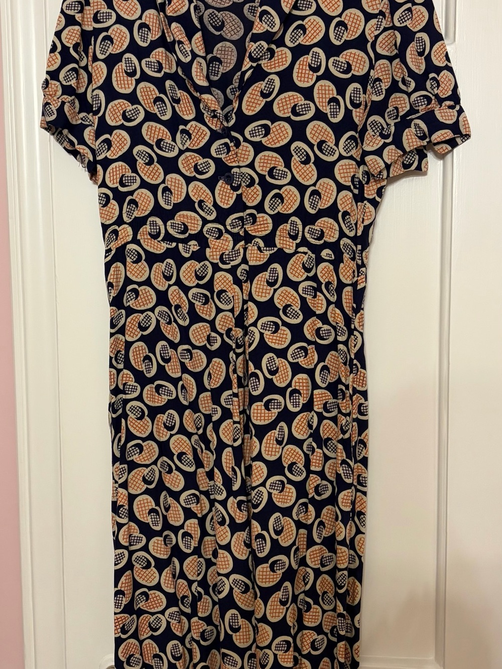 Vintage 70s Midi Dress with Abstract Spot Print
